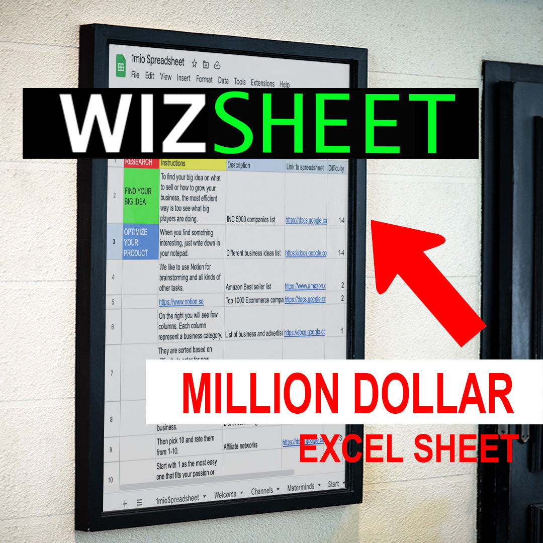 WizSheet: Full Access to Million Dollar Excel Sheet