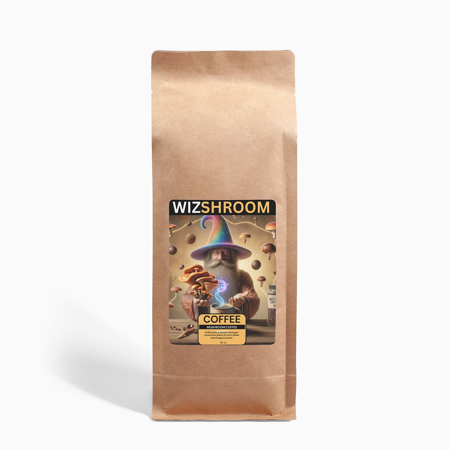 WizShroom - Mushroom Coffee Fusion - Lion’s Mane & Chaga 16oz